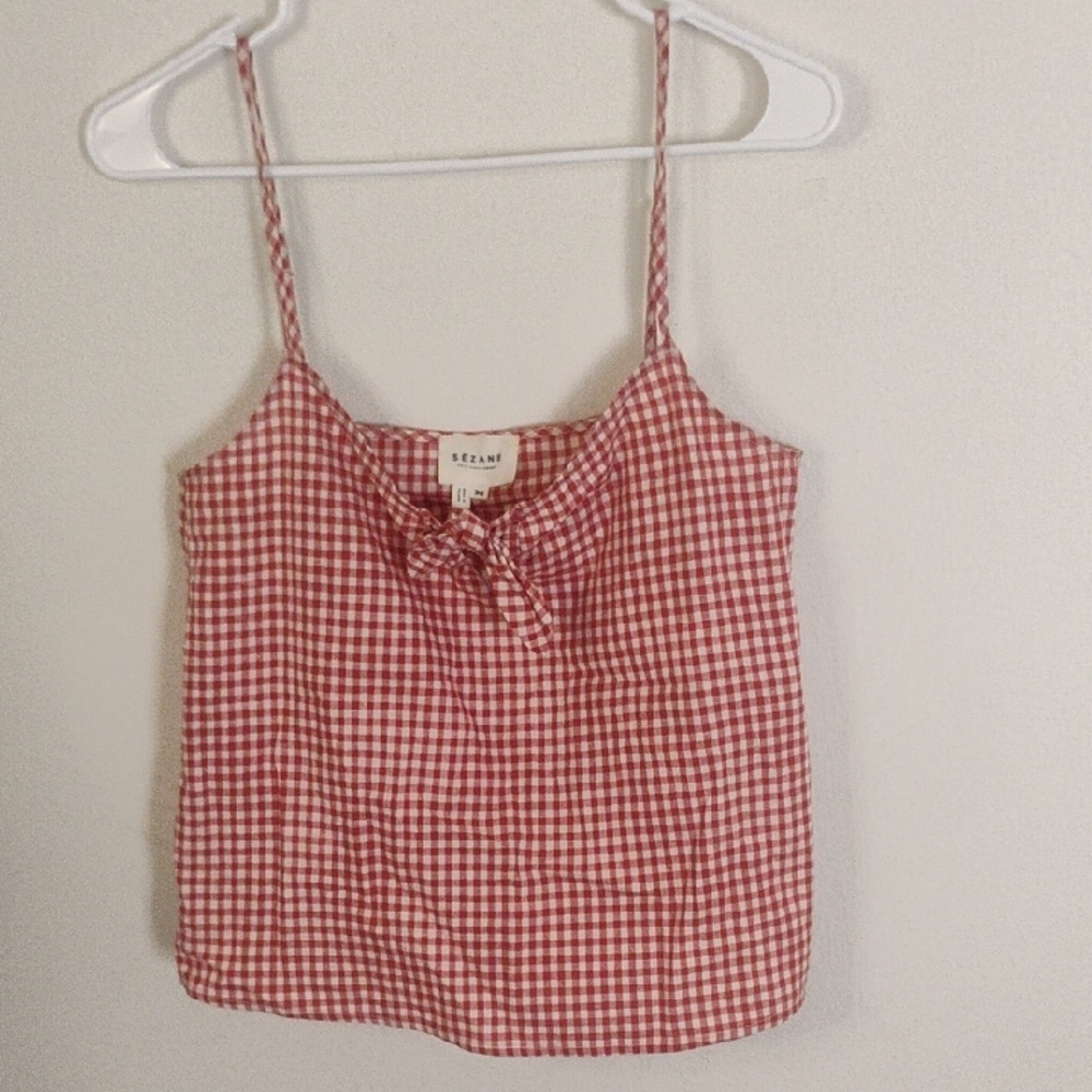 Sezane Red Checkered Tank Top